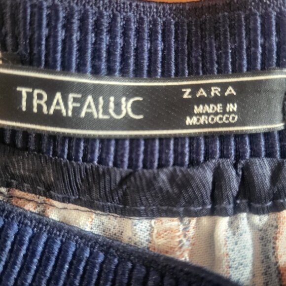 ZARA Women's Navy/Dk Orange/White Striped Cropped Wide Leg Flowy Pants - Size M - Picture 7 of 11